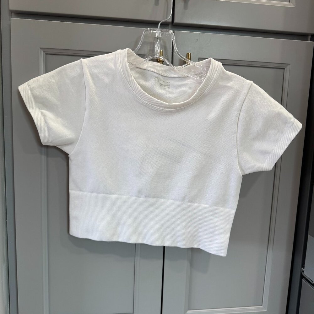 OFFLINE By Aerie Sidewalk Seamless Cropped T-Shirt in White